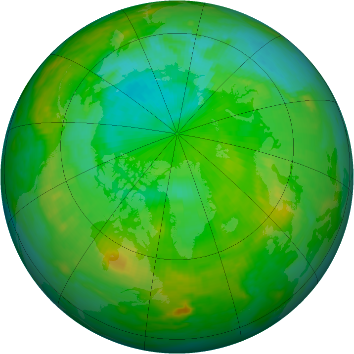Arctic ozone map for 14 July 1992